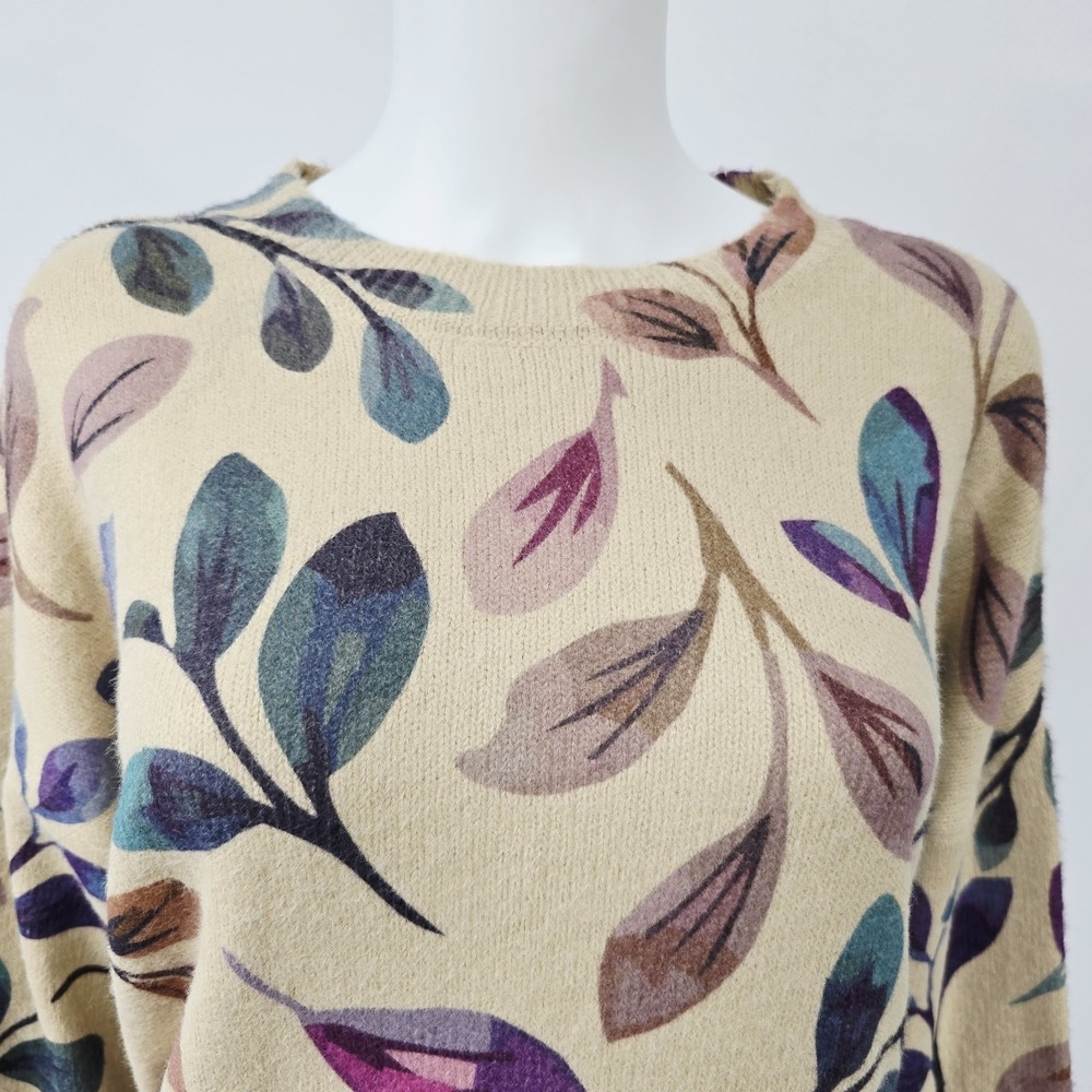 Unbranded All Over Fall Floral Leaves Pullover Sweater Womens Size 2XL Artsy - Picture 2 of 7